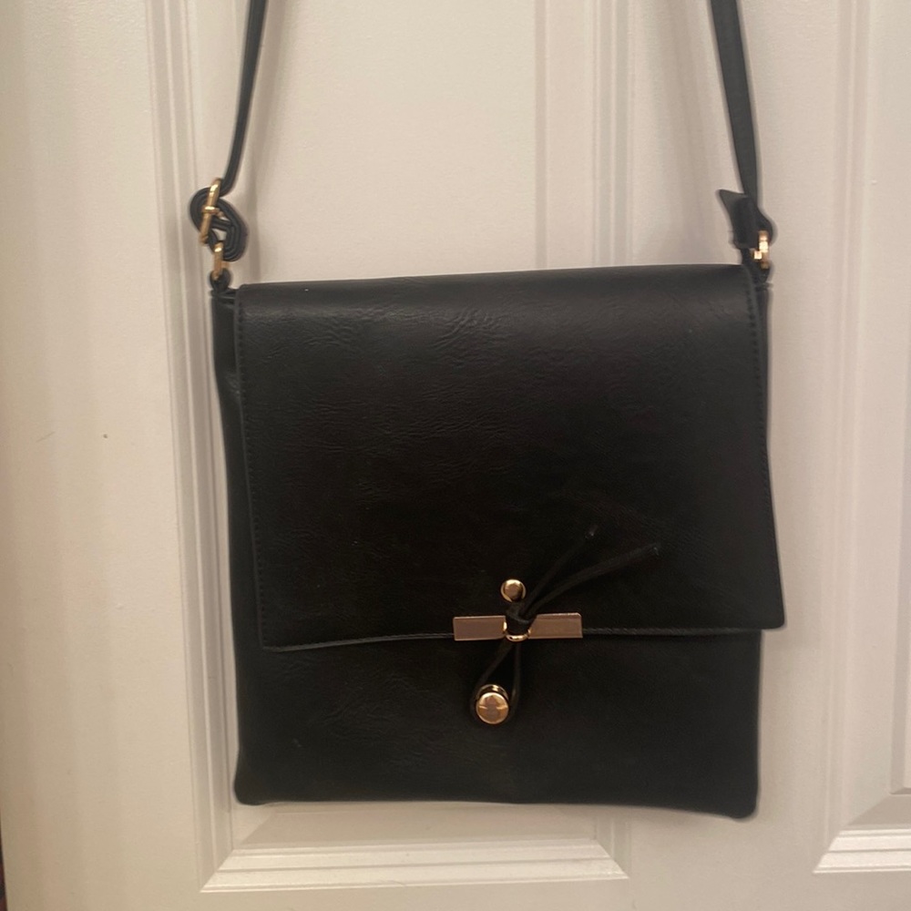 Black shoulder bag with long Adjustable strap